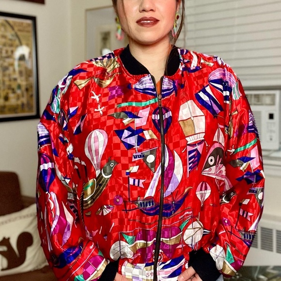SOLD Vintage Silkworms Psychedelic Bomber Jacket - Picture 1 of 6